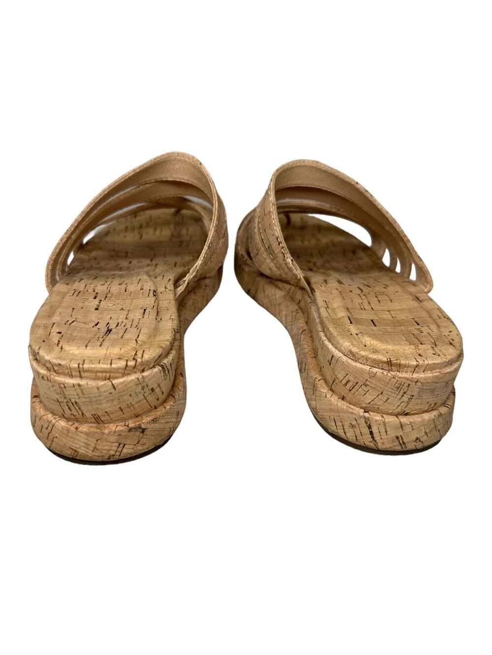 Korks Beige Natural Maya Wedge Sandals Toe Loop Cushioned Cork Leather Women 7M